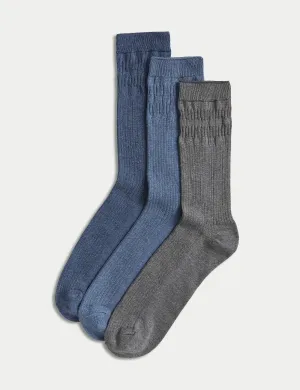 3 pairs of Gentle Grip Cool & Fresh Marks & Spencer socks, blue mix