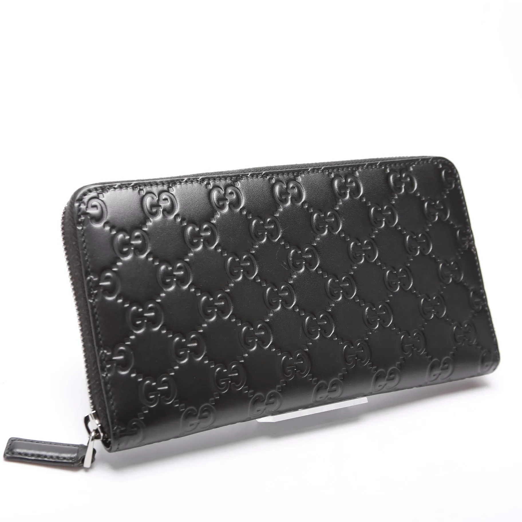 447906 Guccissima Zip Around Organizer Black