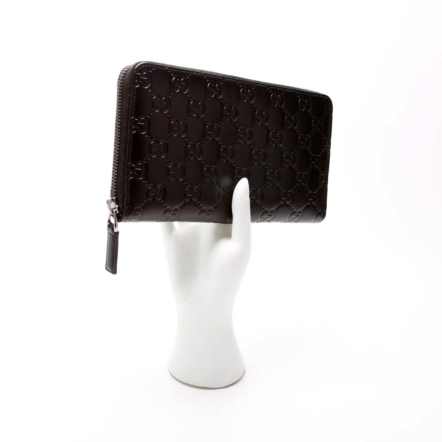 447906 Guccissima Zip Around Organizer Black