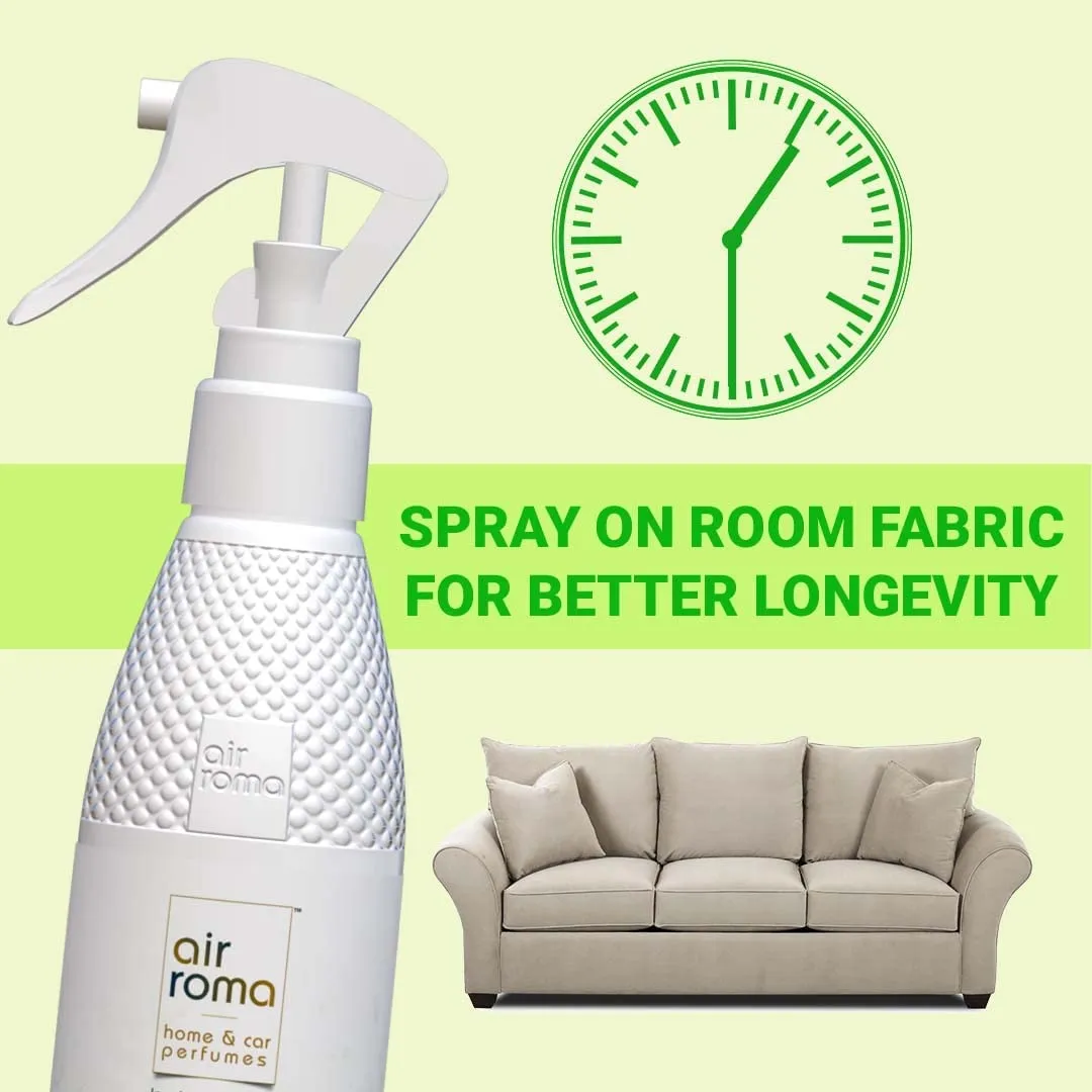 AIR-ROMA Lemon Grass & Jasmine Air Freshener Sprays | For Home, Office & Bathrooms | Long-lasting Odor Eliminator for Living Room, Hotels, Work Space | Pack of 2 (200 ml each)