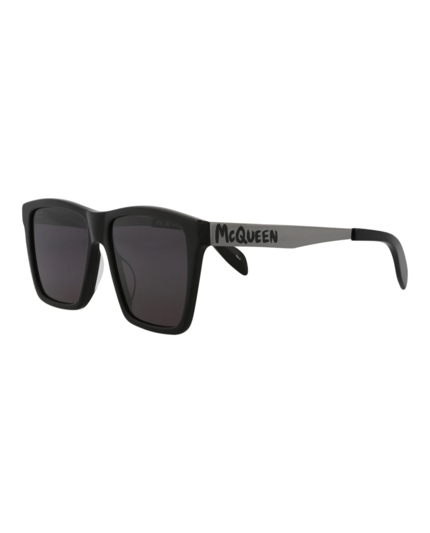 Alexander McQueen Mens Square/Rectangle Black Ruthenium Grey Fashion Designer Eyewear