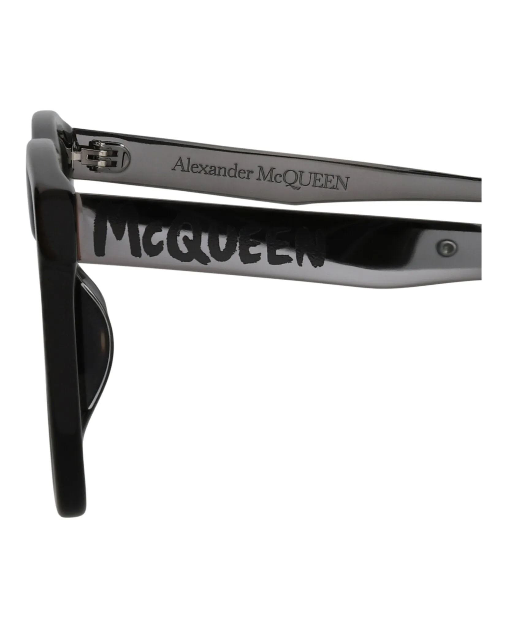 Alexander McQueen Mens Square/Rectangle Black Ruthenium Grey Fashion Designer Eyewear