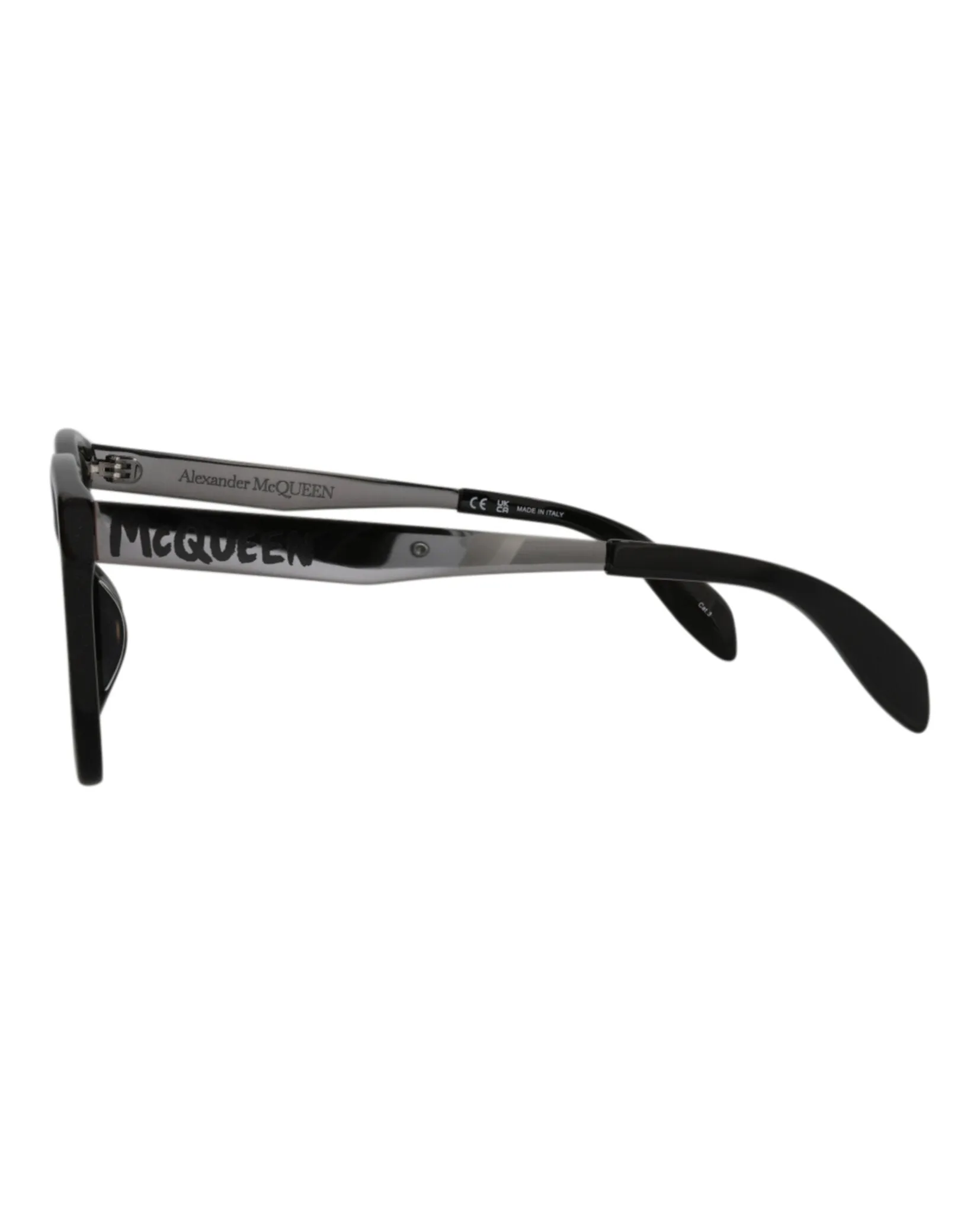 Alexander McQueen Mens Square/Rectangle Black Ruthenium Grey Fashion Designer Eyewear
