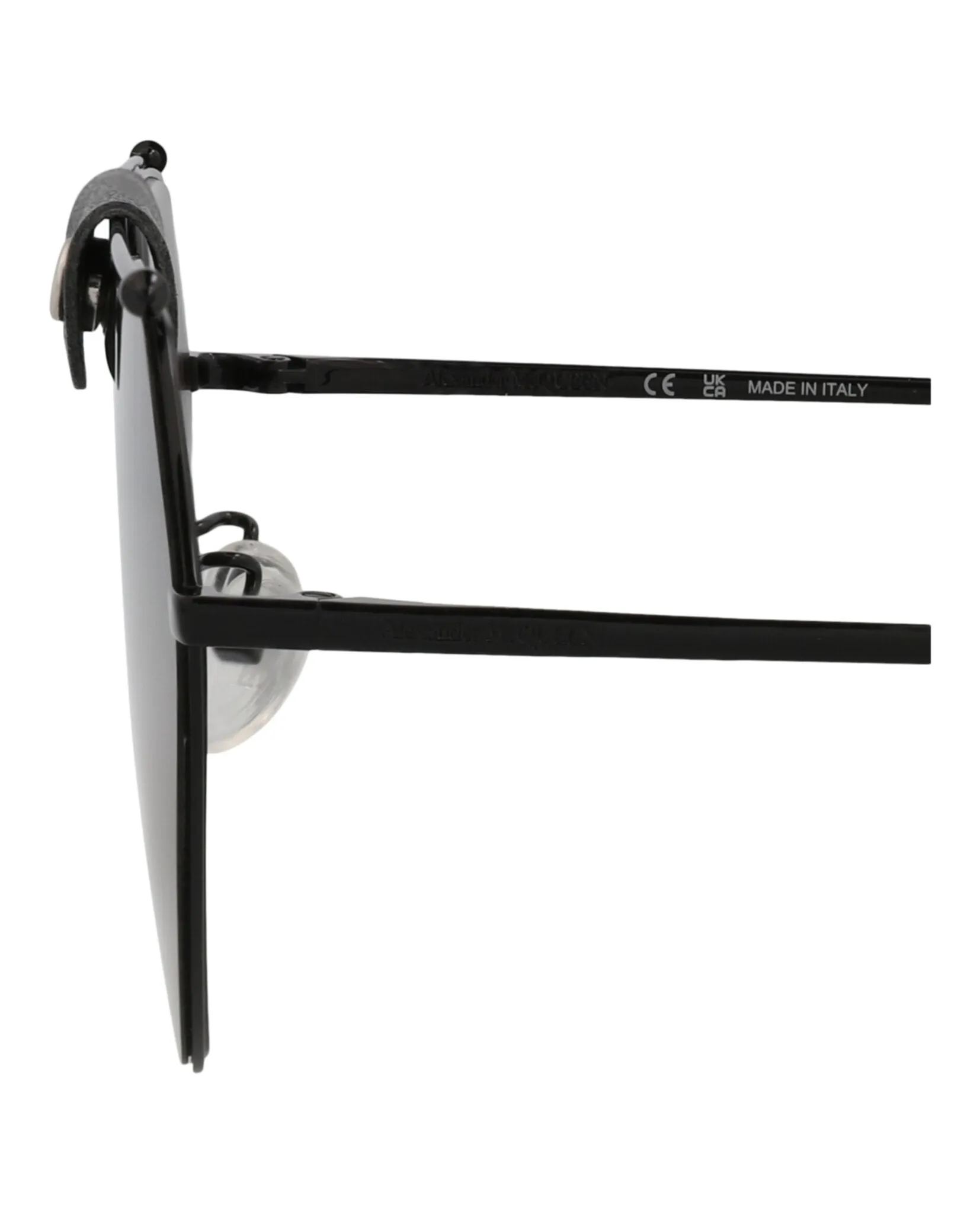 Alexander McQueen Unisex Aviator Black Black Grey Fashion Designer Eyewear