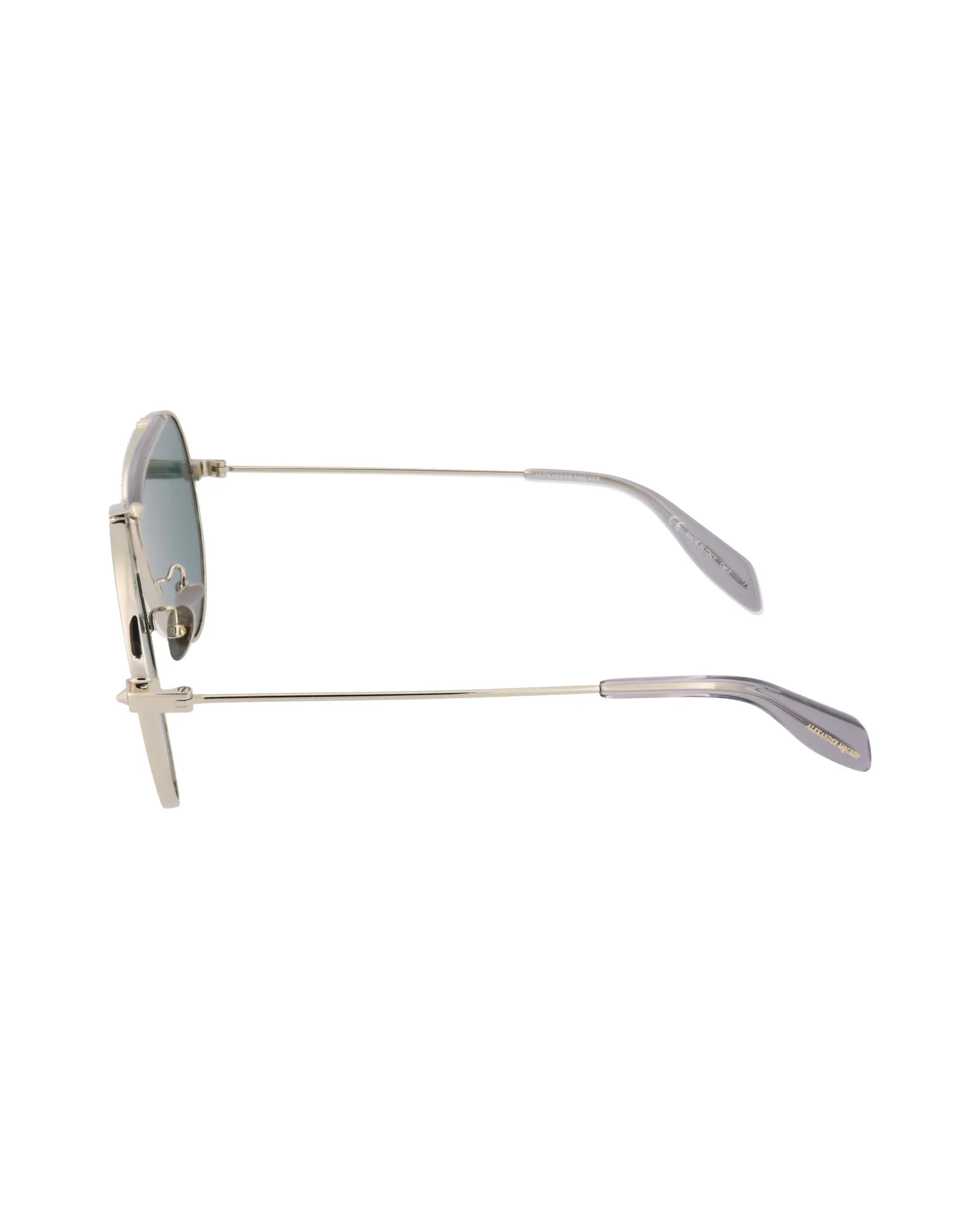 Alexander McQueen Unisex Aviator Gold Gold Blue Fashion Designer Eyewear