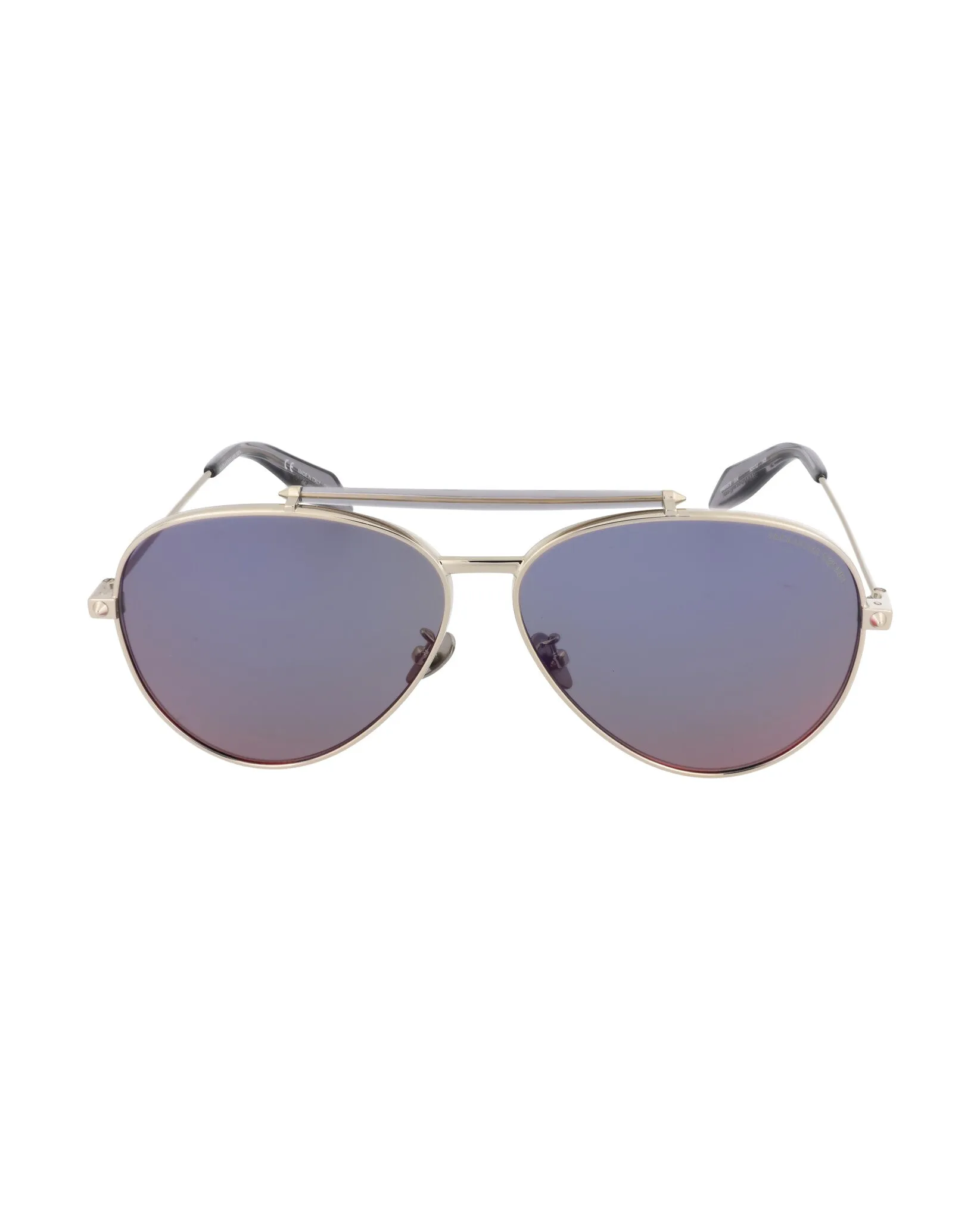 Alexander McQueen Unisex Aviator Gold Gold Blue Fashion Designer Eyewear