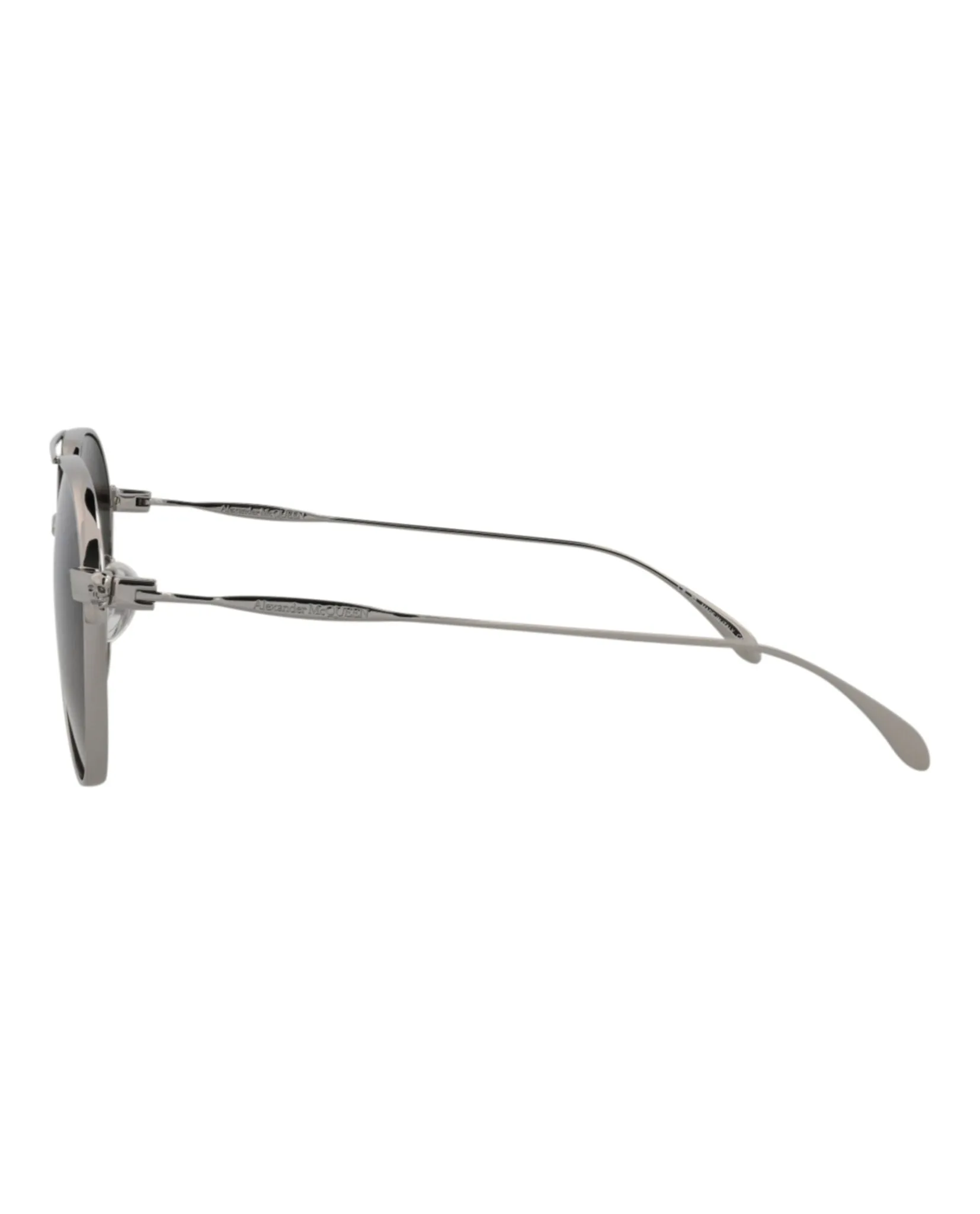 Alexander McQueen Unisex Aviator Ruthenium Ruthenium Grey Fashion Designer Eyewear