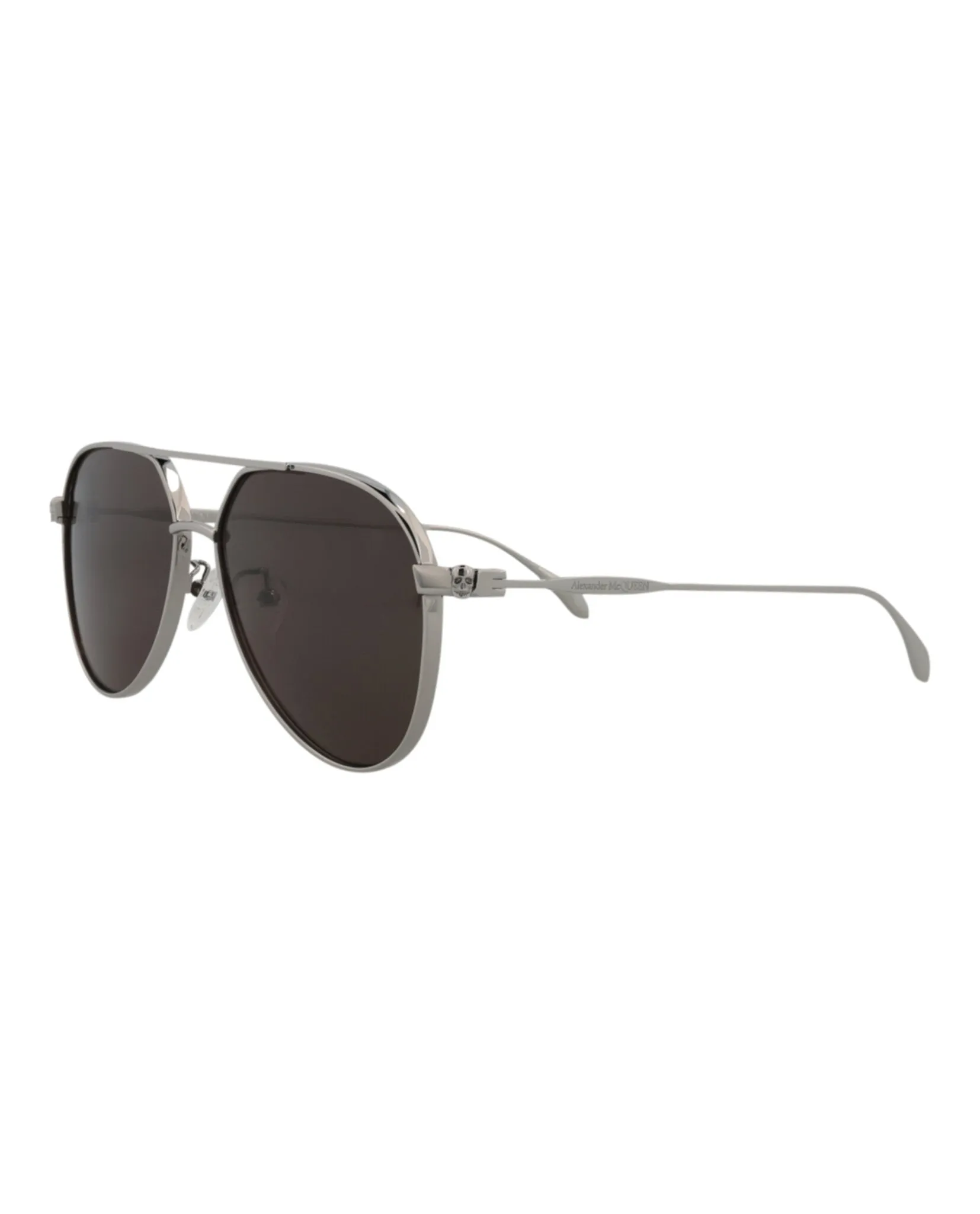 Alexander McQueen Unisex Aviator Ruthenium Ruthenium Grey Fashion Designer Eyewear