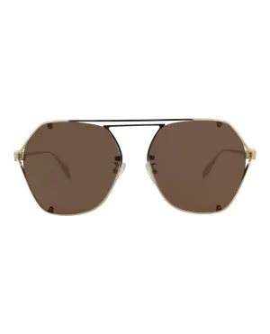 Alexander McQueen Womens Aviator Gold Gold Brown Fashion Designer Eyewear