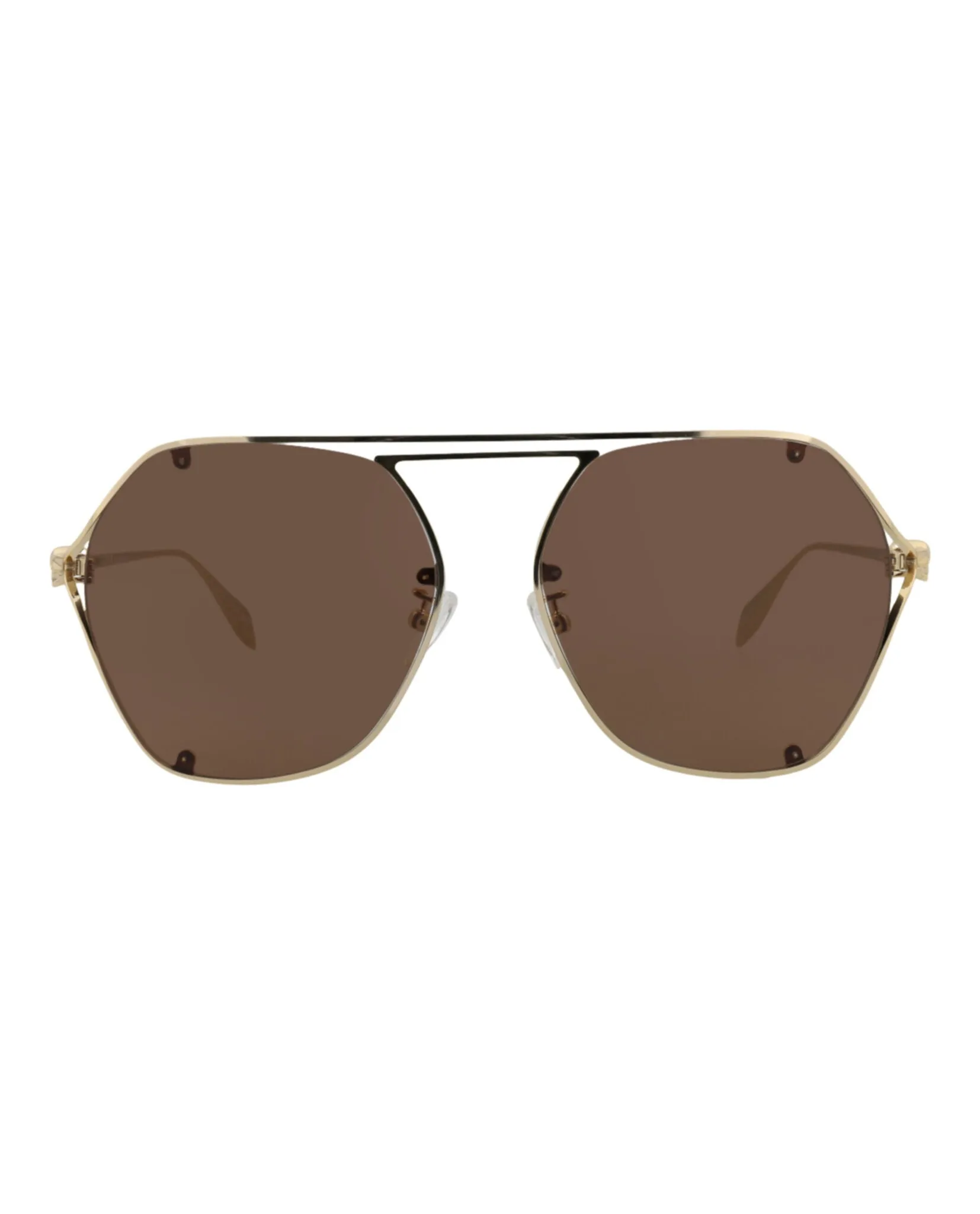 Alexander McQueen Womens Aviator Gold Gold Brown Fashion Designer Eyewear