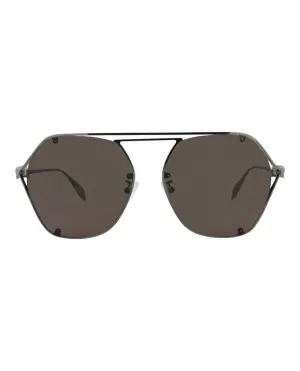 Alexander McQueen Womens Aviator Ruthenium Ruthenium Grey Fashion Designer Eyewear