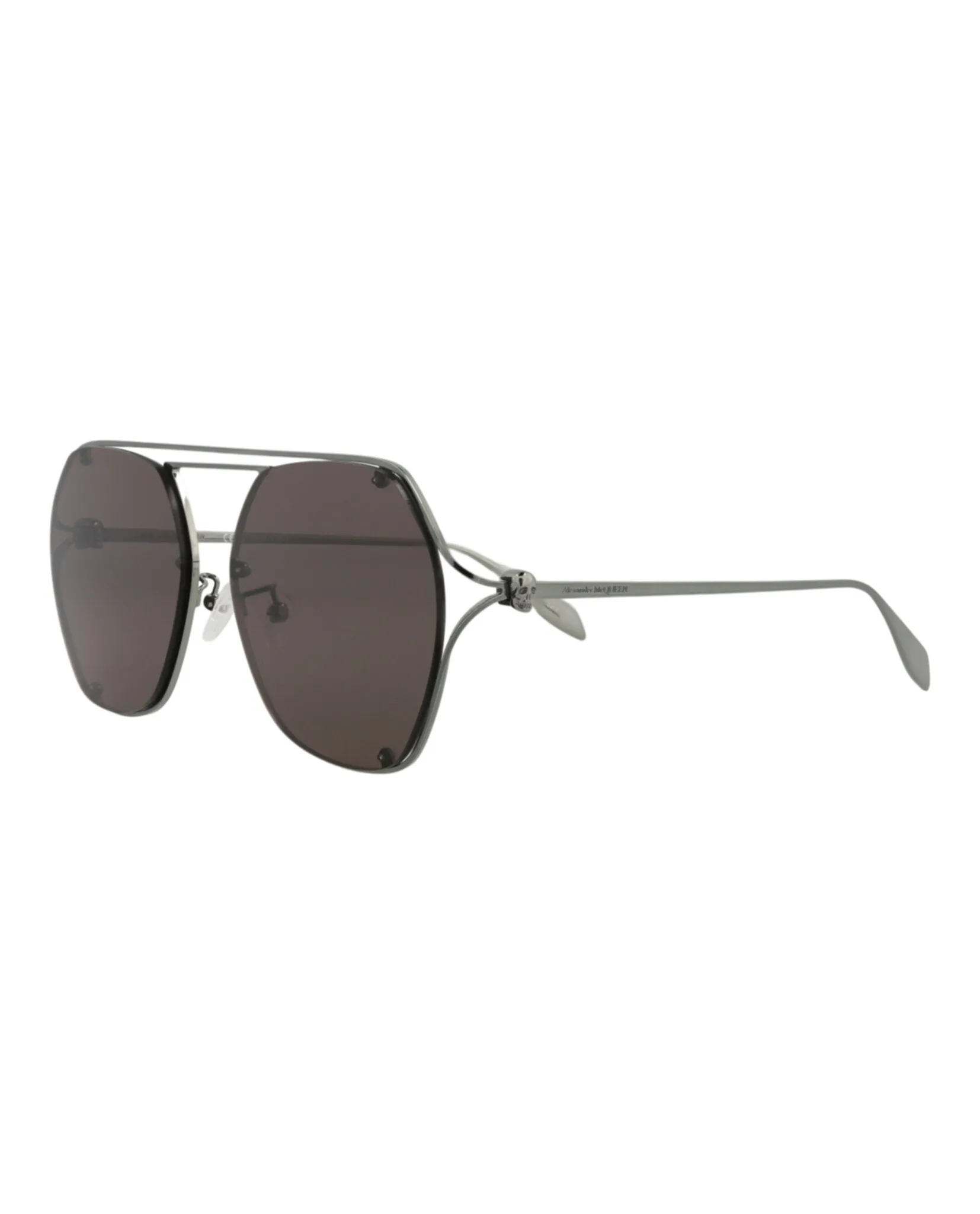 Alexander McQueen Womens Aviator Ruthenium Ruthenium Grey Fashion Designer Eyewear