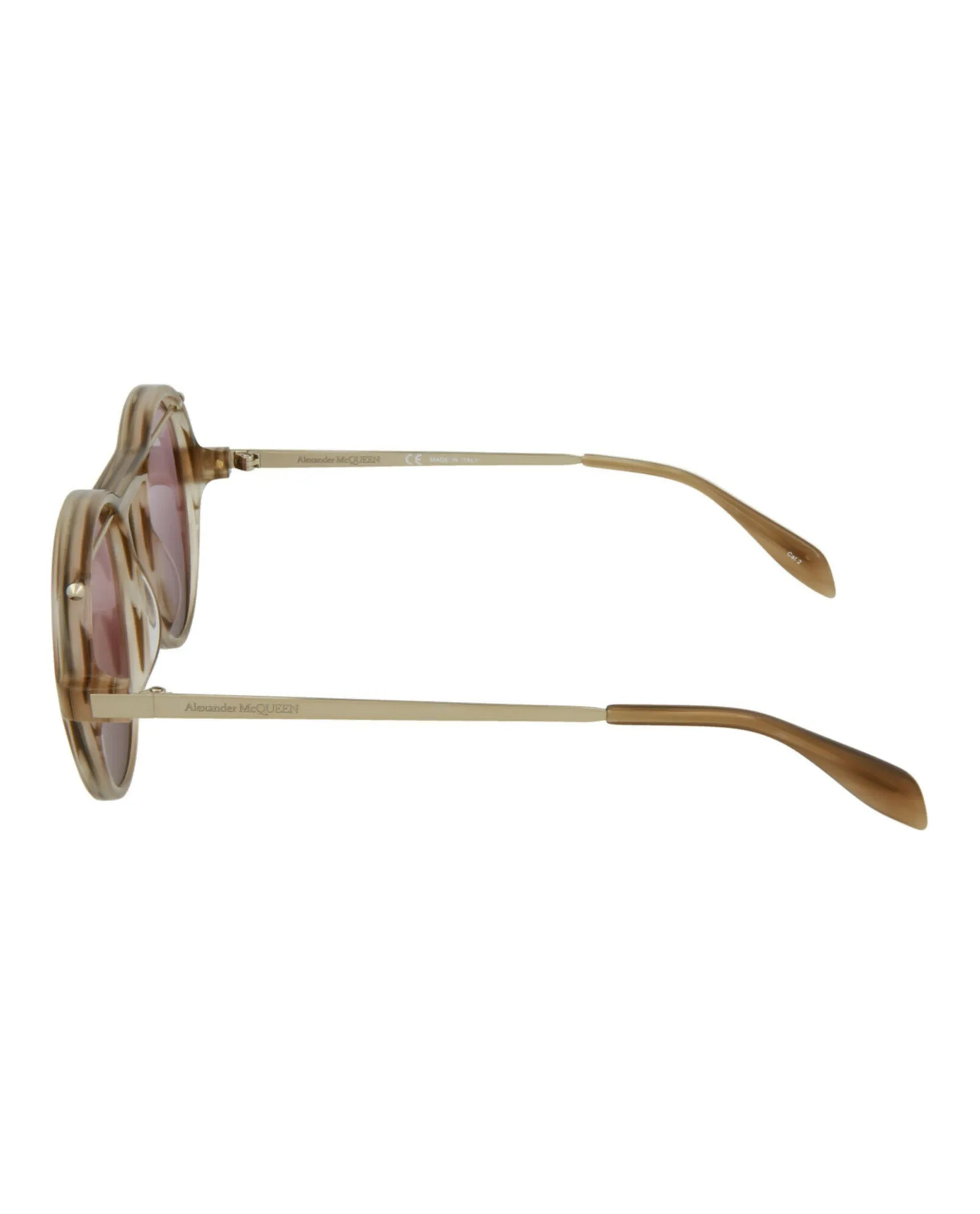Alexander McQueen Womens Round/Oval Havana Gold Red Fashion Designer Eyewear
