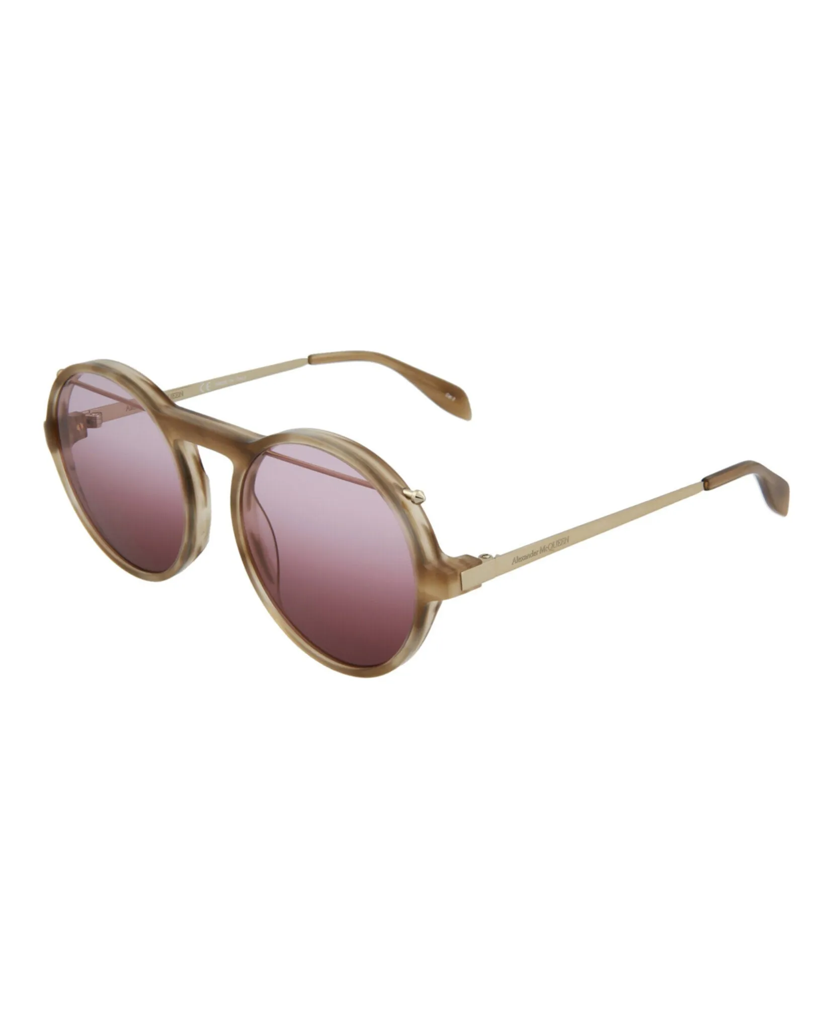 Alexander McQueen Womens Round/Oval Havana Gold Red Fashion Designer Eyewear