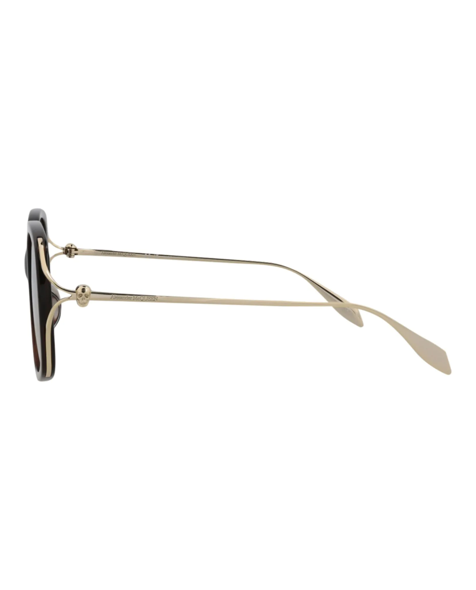 Alexander McQueen Womens Square/Rectangle Brown Gold Brown Fashion Designer Eyewear