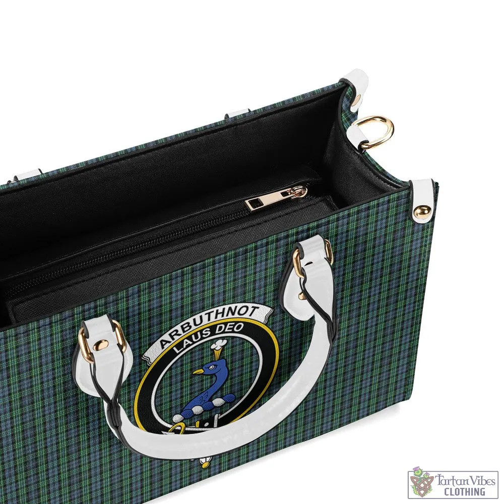 Arbuthnot Tartan Luxury Leather Handbags with Family Crest
