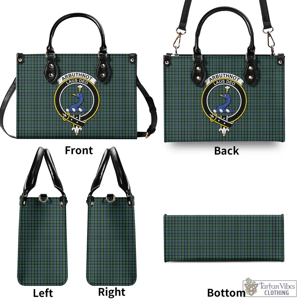 Arbuthnot Tartan Luxury Leather Handbags with Family Crest