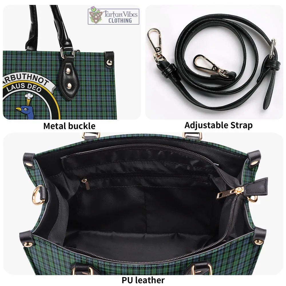 Arbuthnot Tartan Luxury Leather Handbags with Family Crest