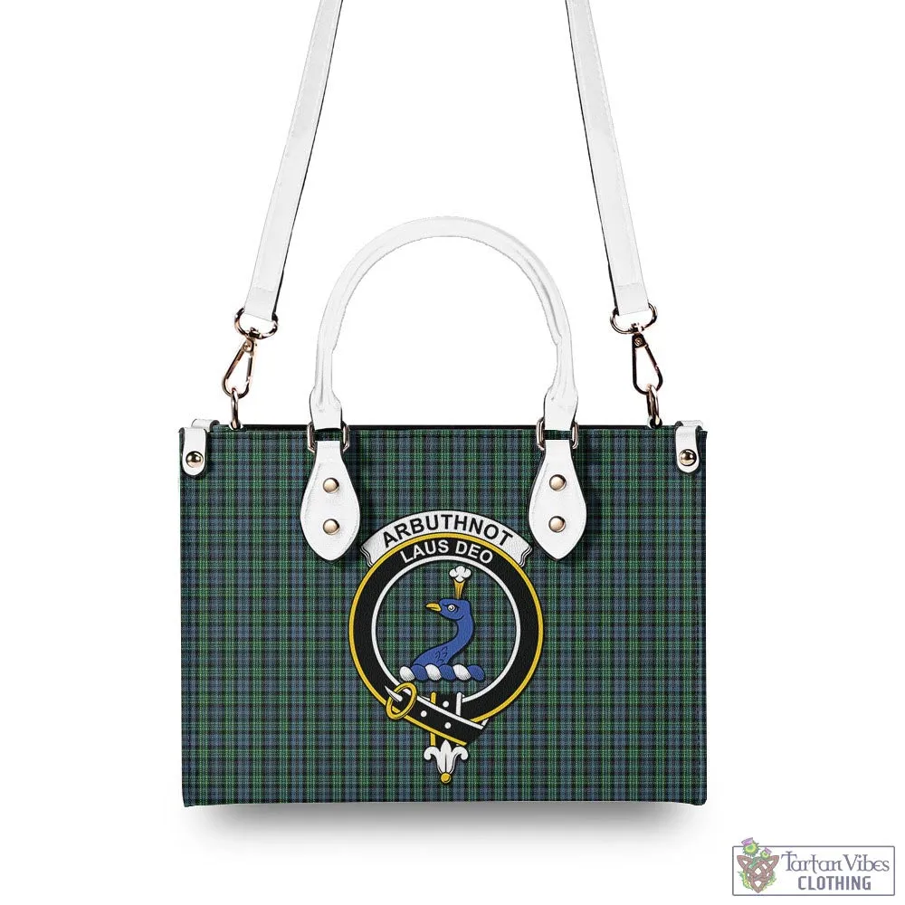 Arbuthnot Tartan Luxury Leather Handbags with Family Crest