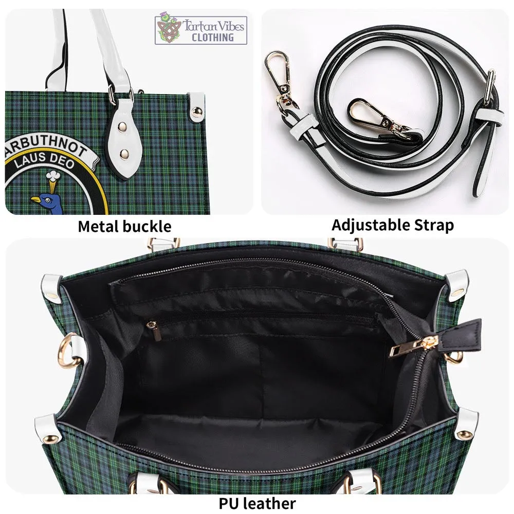 Arbuthnot Tartan Luxury Leather Handbags with Family Crest