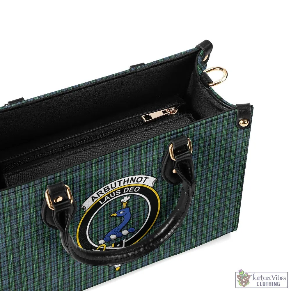 Arbuthnot Tartan Luxury Leather Handbags with Family Crest