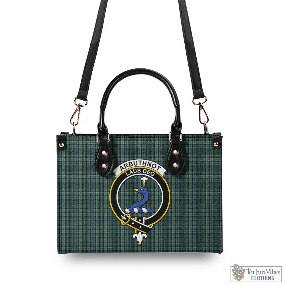 Arbuthnot Tartan Luxury Leather Handbags with Family Crest