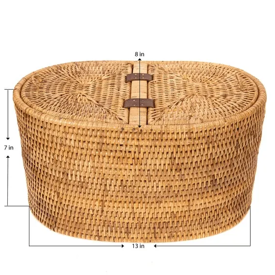Artifacts Rattan Oval Double Tissue Roll Box