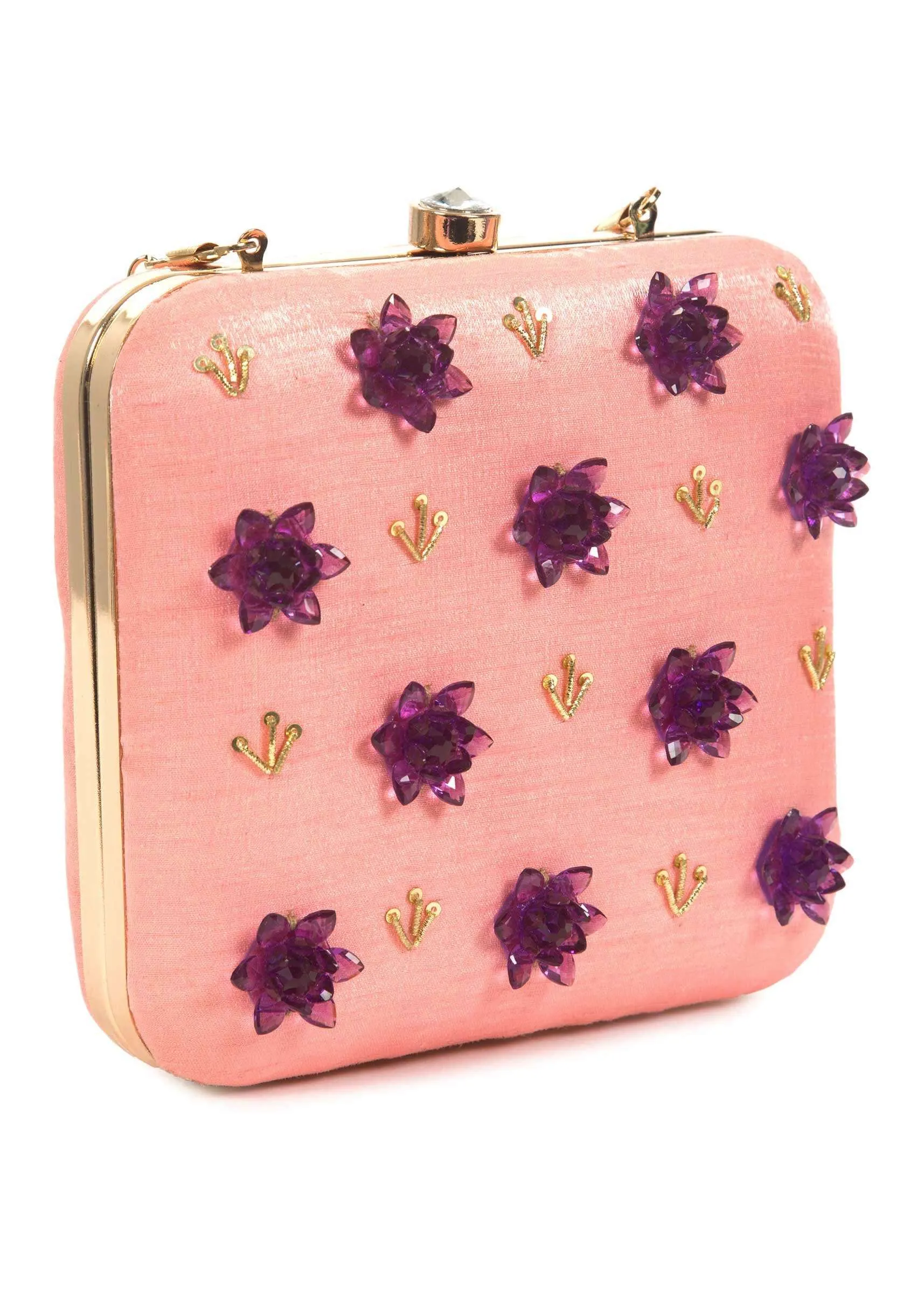 Baby pink Zardosi Work Clutch