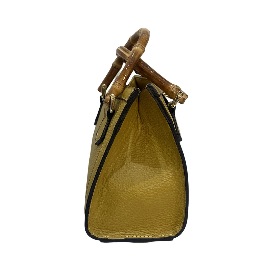 Bamboo Handles Leather Small Tote Bag