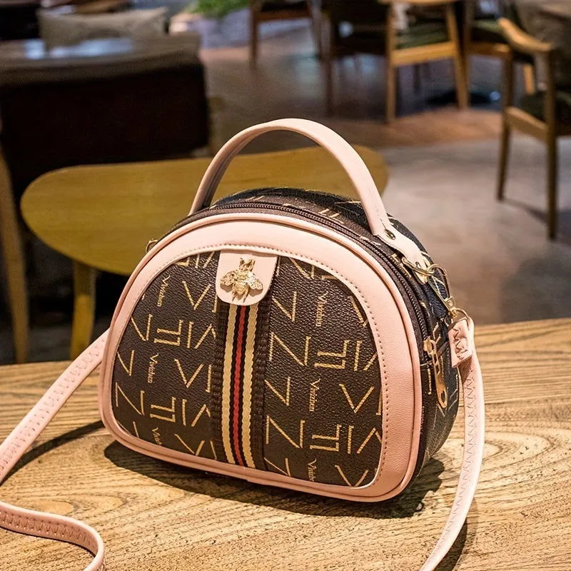 Bee Pendant Mini Shell Crossbody Leather Handbags