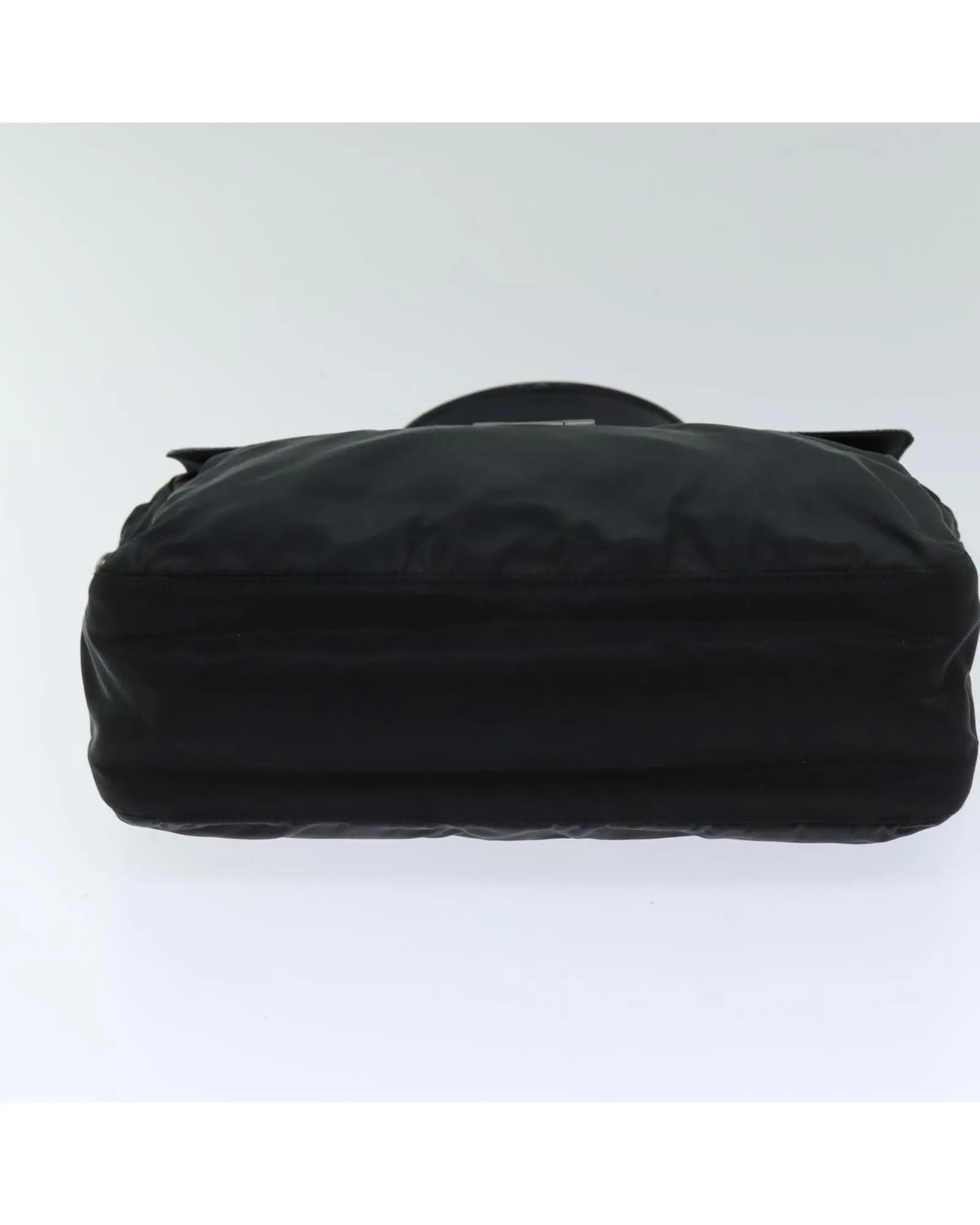 Black Nylon Handbag with Handle and Scratches - Made in Italy