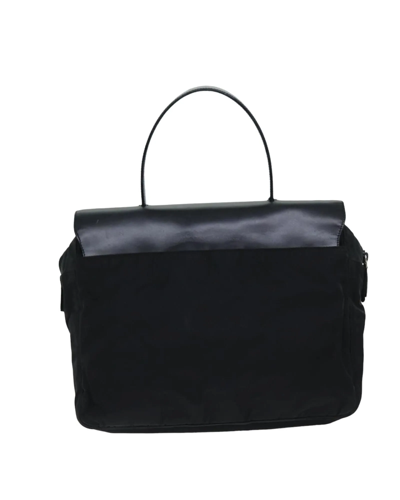 Black Nylon Handbag with Handle and Scratches - Made in Italy