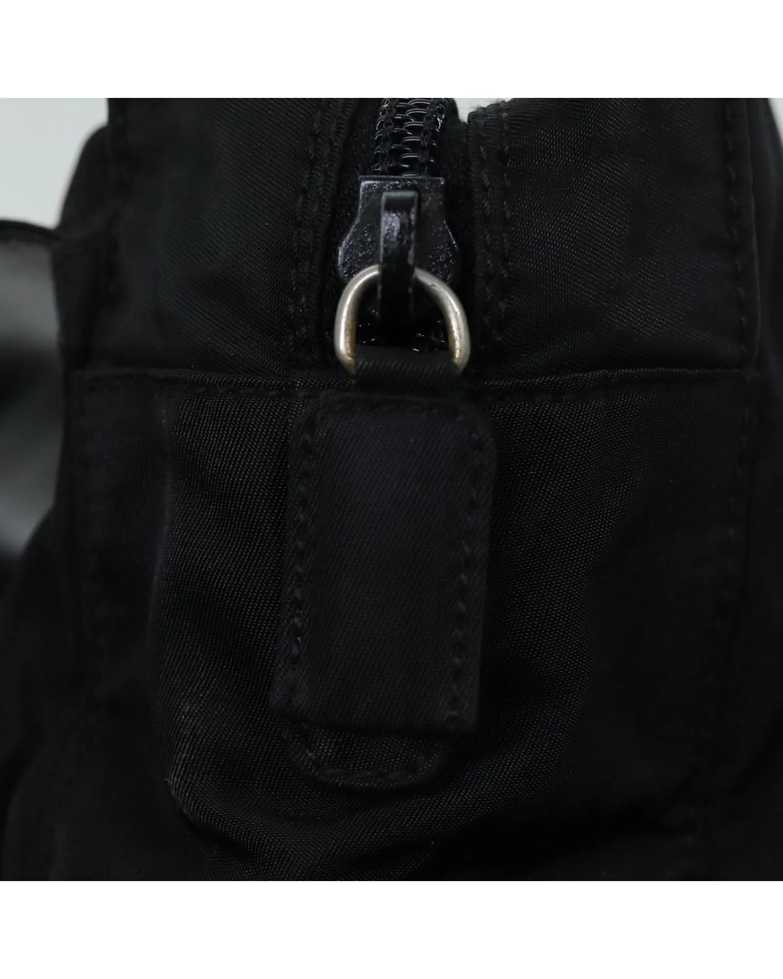 Black Nylon Handbag with Handle and Scratches - Made in Italy