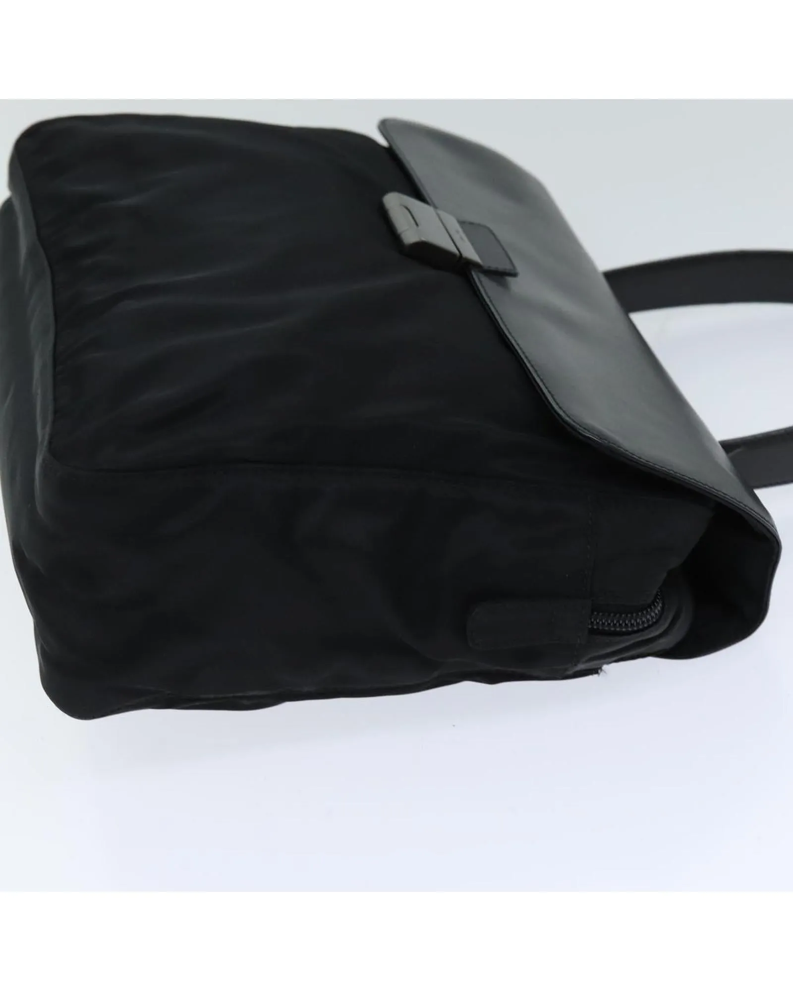 Black Nylon Handbag with Handle and Scratches - Made in Italy