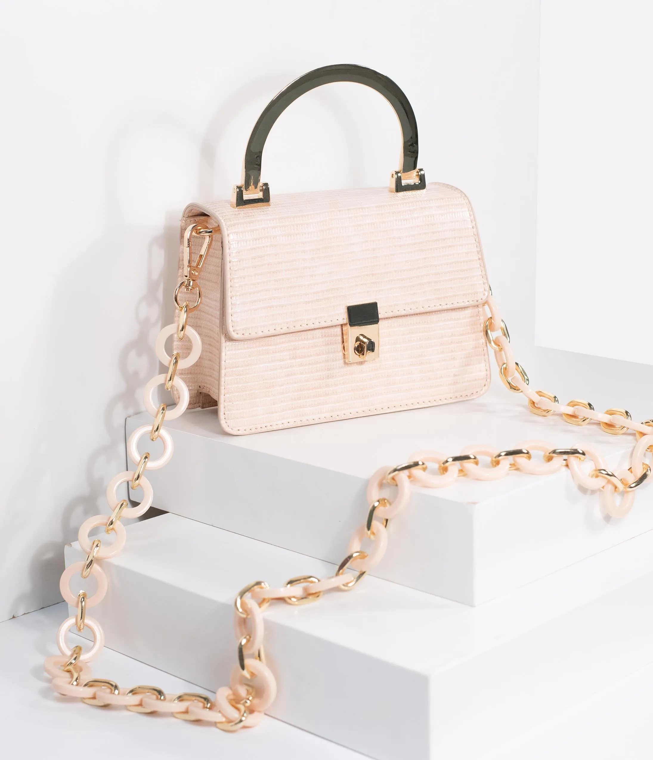 Blush Pink Leatherette Lala Crossbody Purse