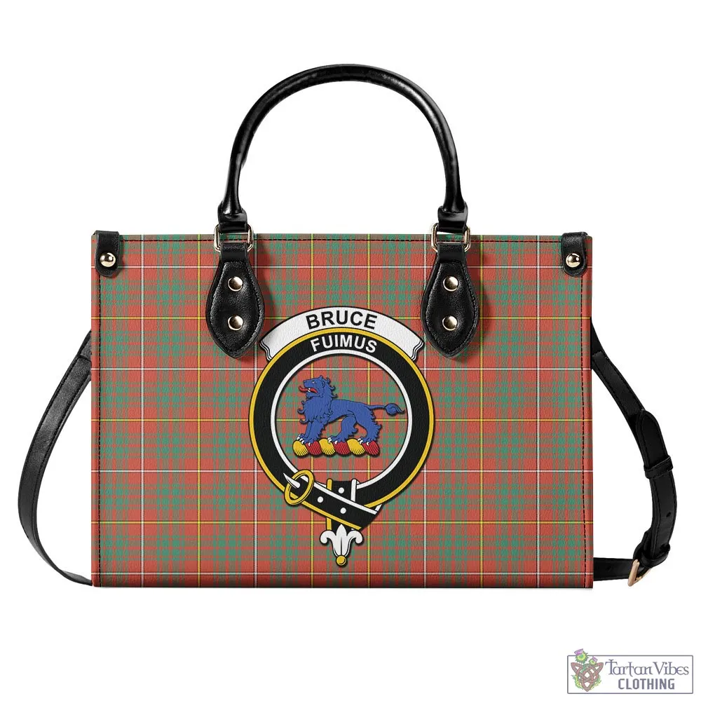 Bruce Ancient Tartan Luxury Leather Handbags with Family Crest