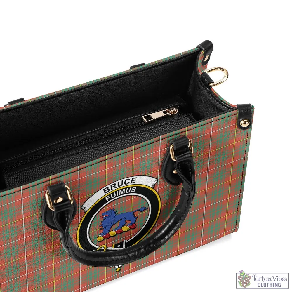 Bruce Ancient Tartan Luxury Leather Handbags with Family Crest
