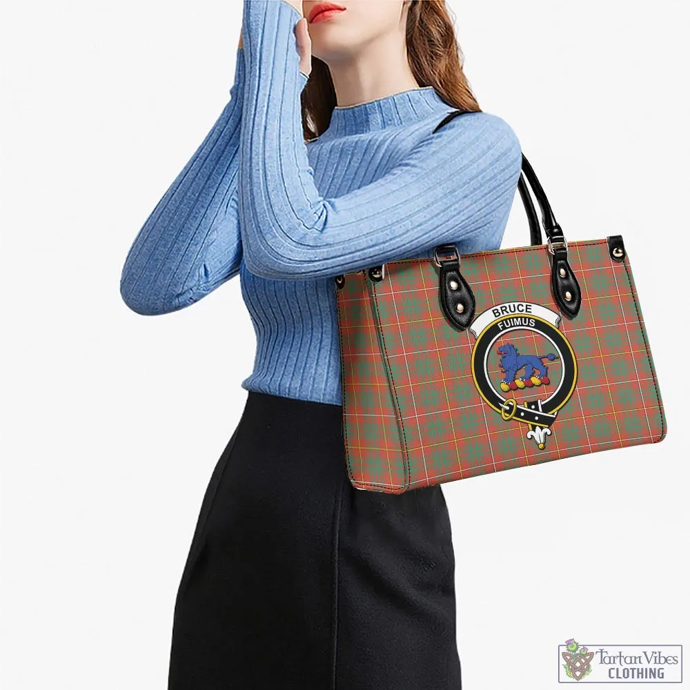 Bruce Ancient Tartan Luxury Leather Handbags with Family Crest