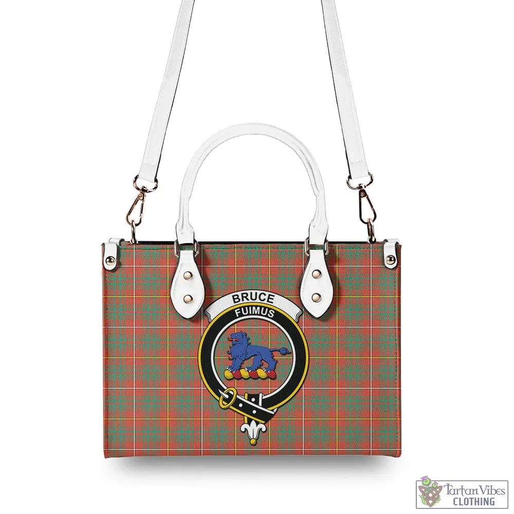 Bruce Ancient Tartan Luxury Leather Handbags with Family Crest