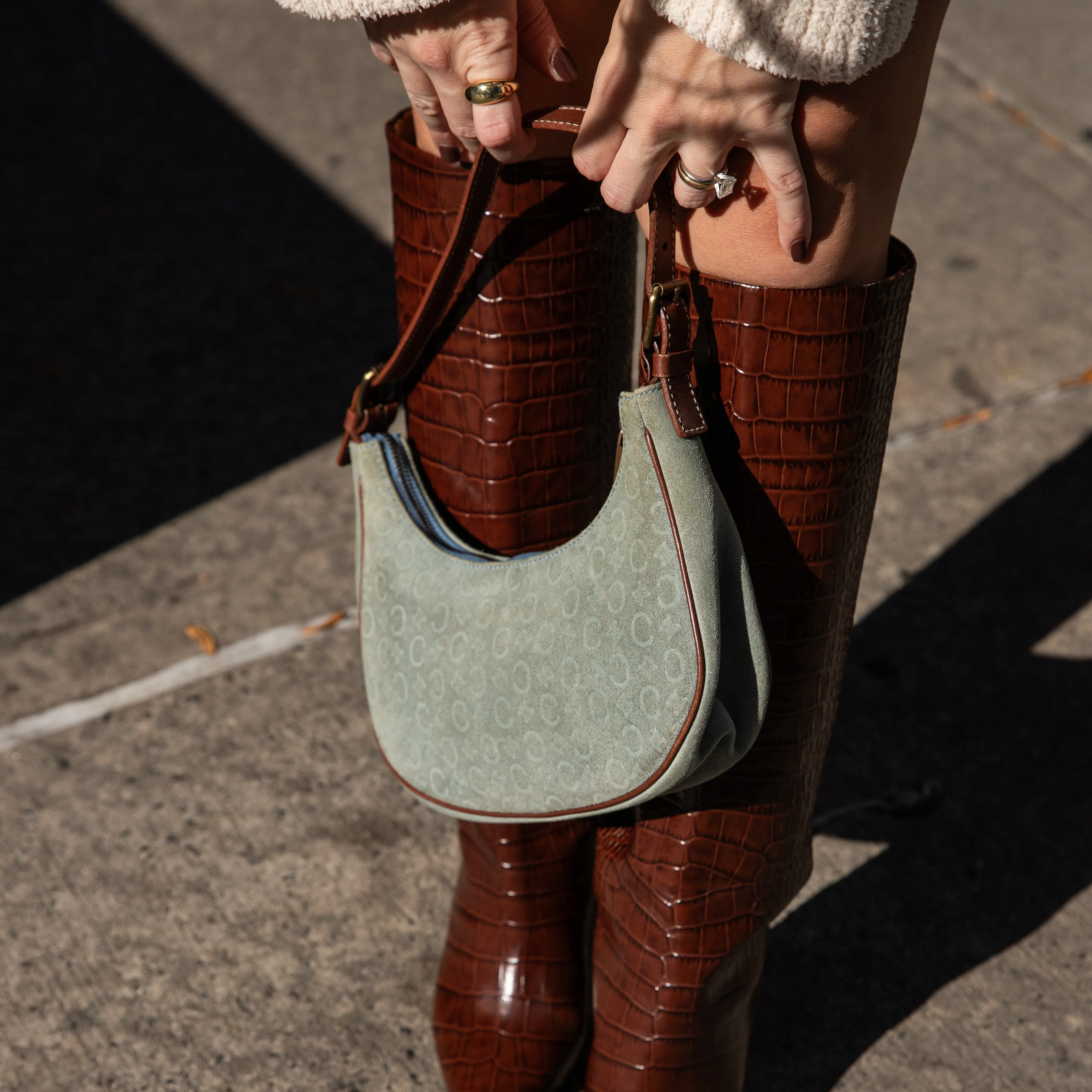 Celine Macadam Suede Shoulder Bag