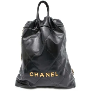 CHANEL CHANEL 22 Backpack Black AS3859 Shiny Calf Leather