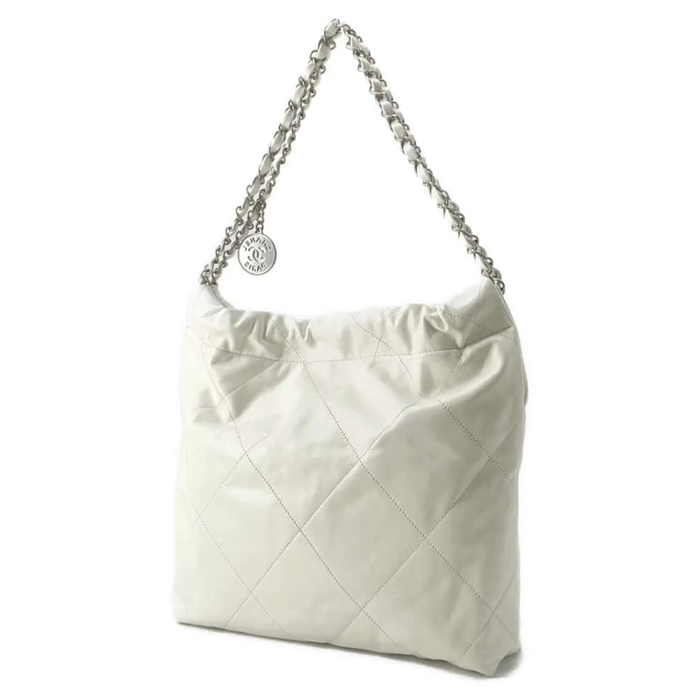 CHANEL CHANEL22 Handbag White AS3260 Shiny Calf Leather Size Small