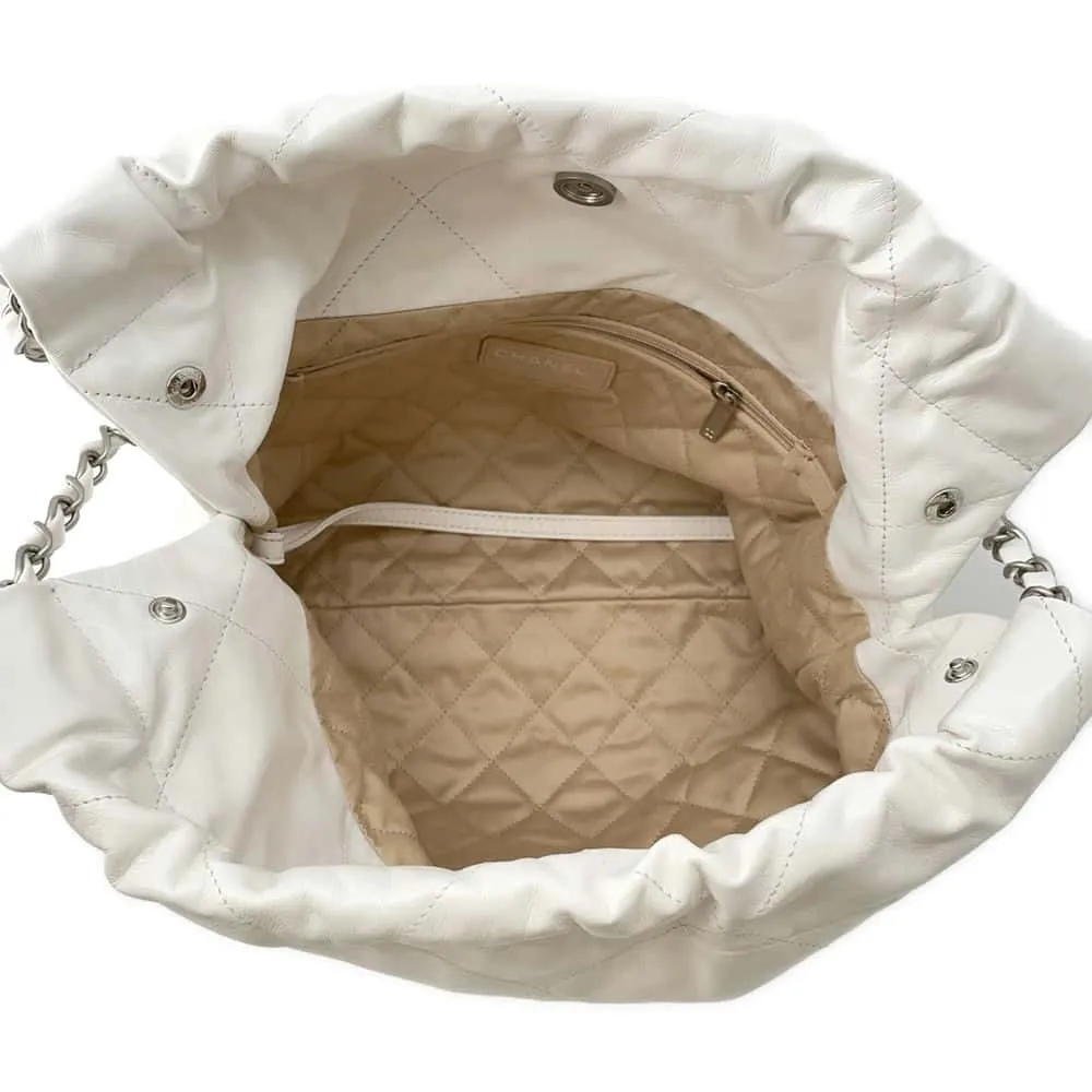 CHANEL CHANEL22 Handbag White AS3260 Shiny Calf Leather Size Small