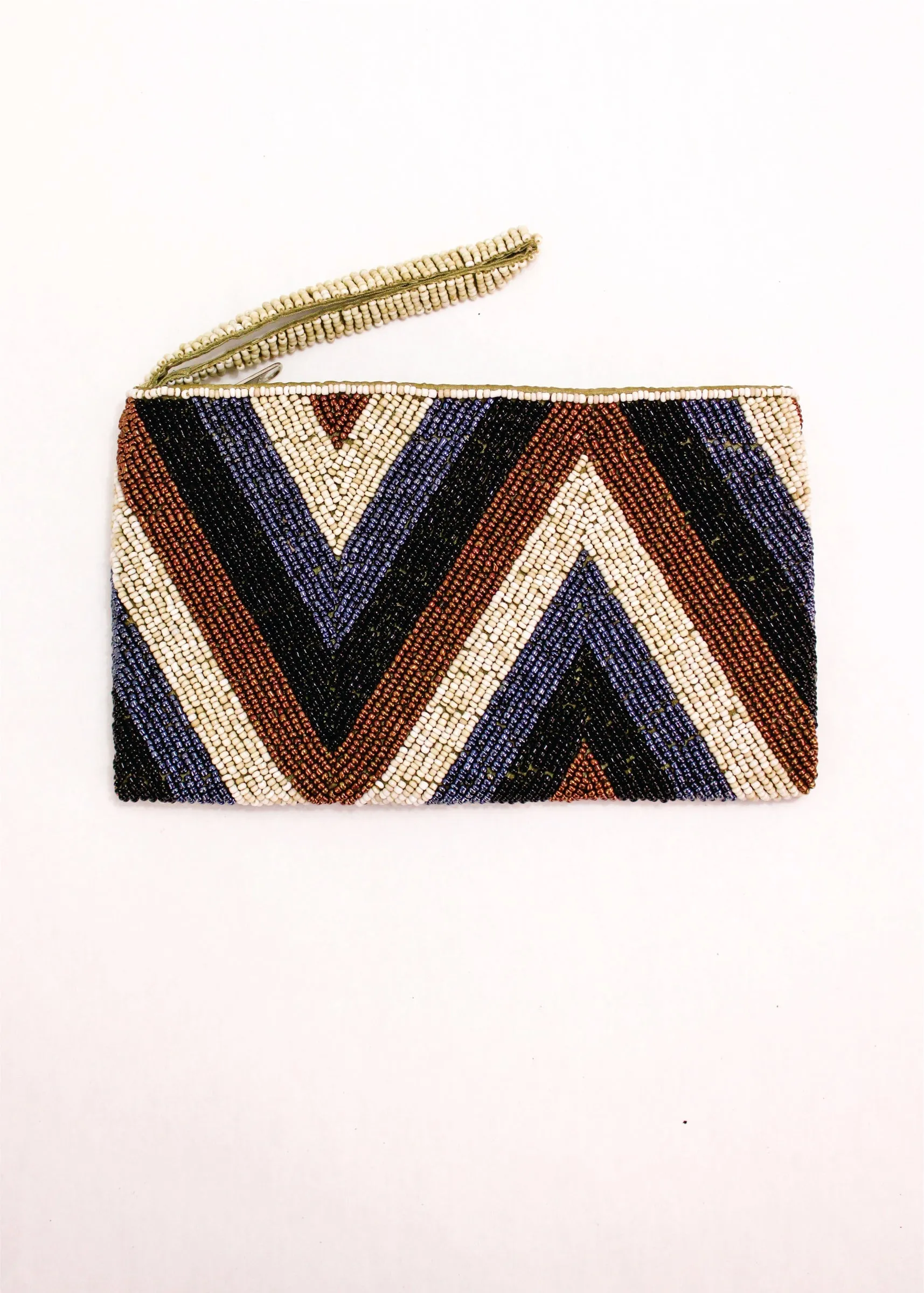 Chevron Beaded Clutch