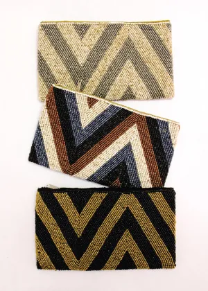 Chevron Beaded Clutch