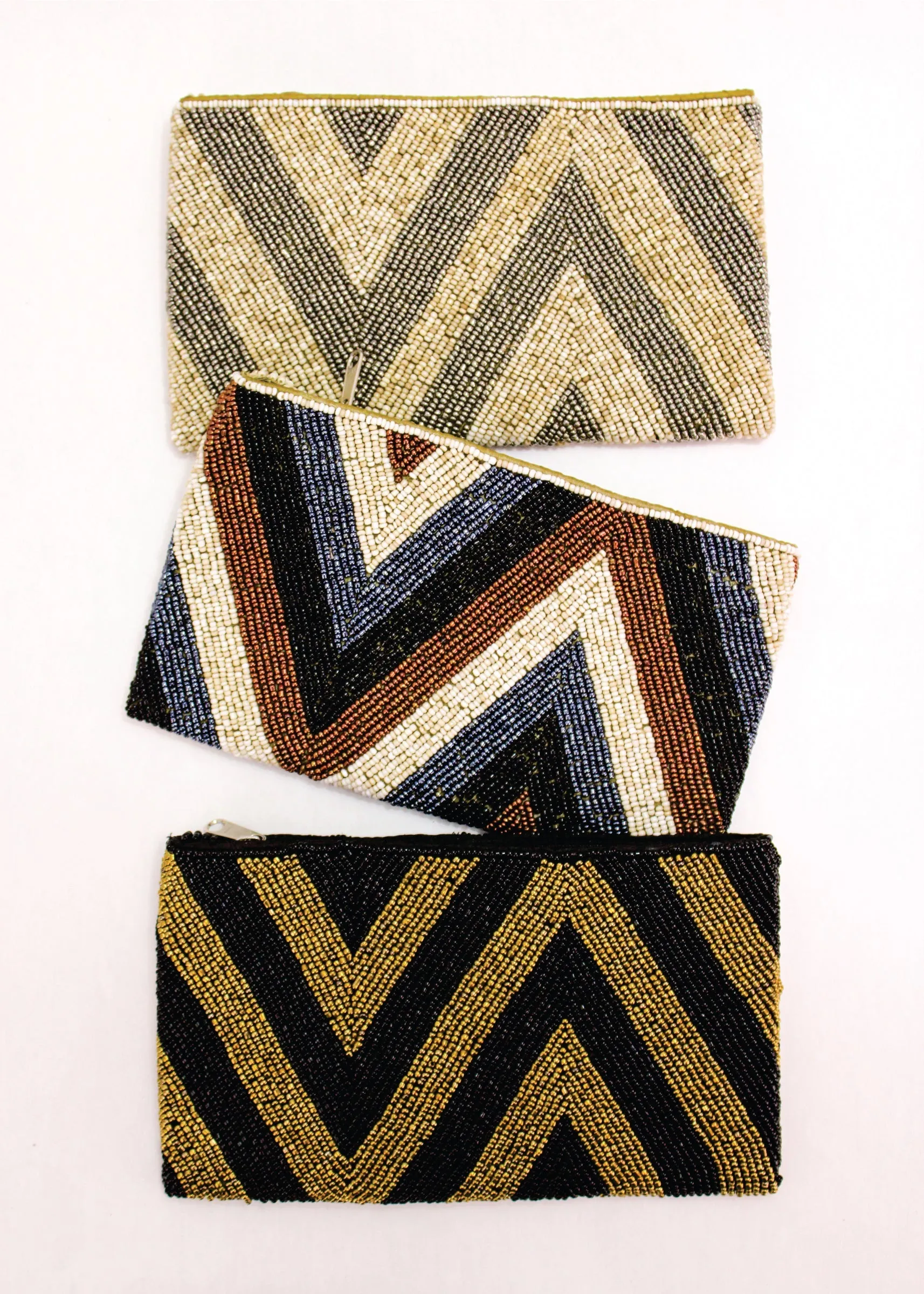 Chevron Beaded Clutch