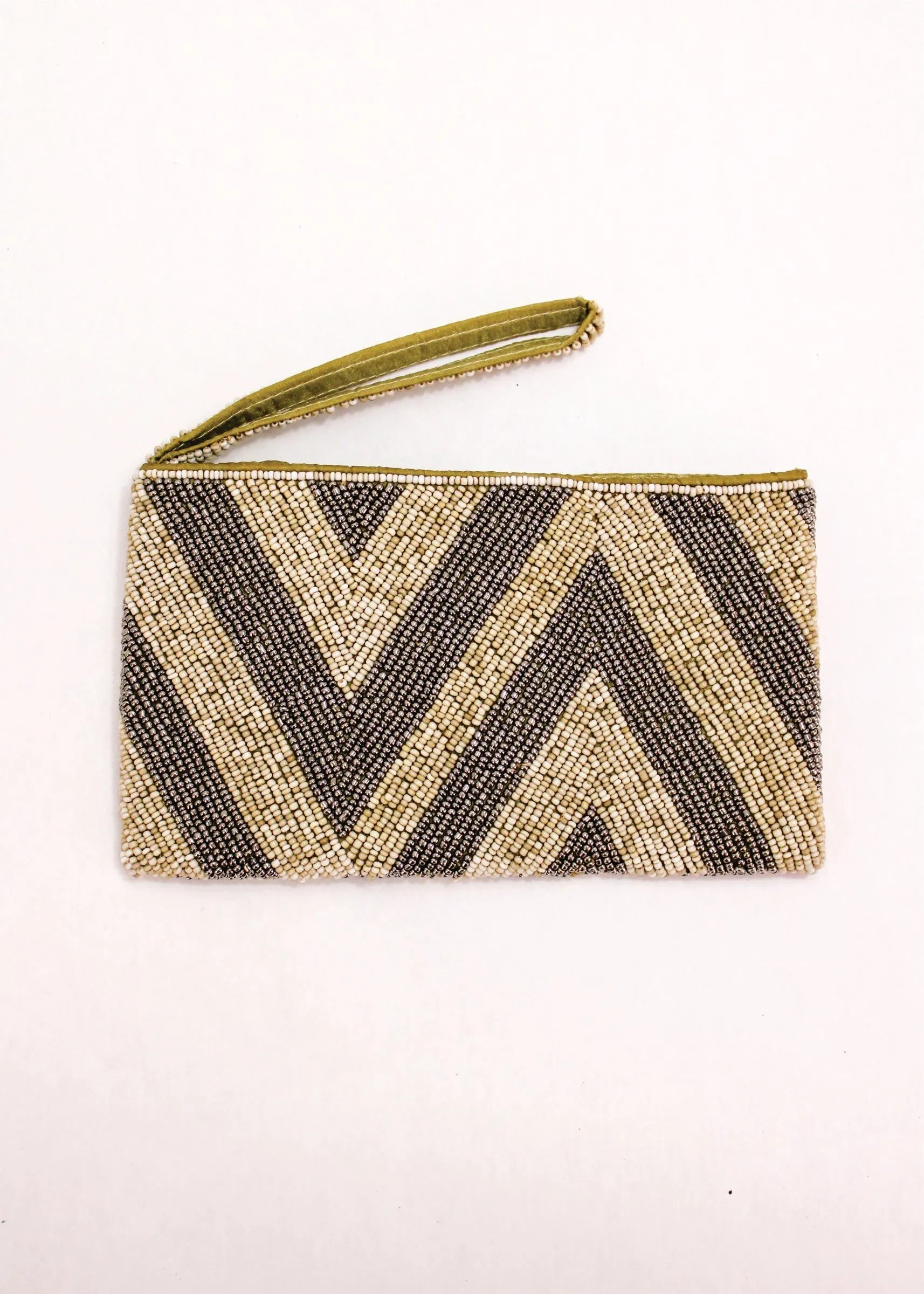 Chevron Beaded Clutch