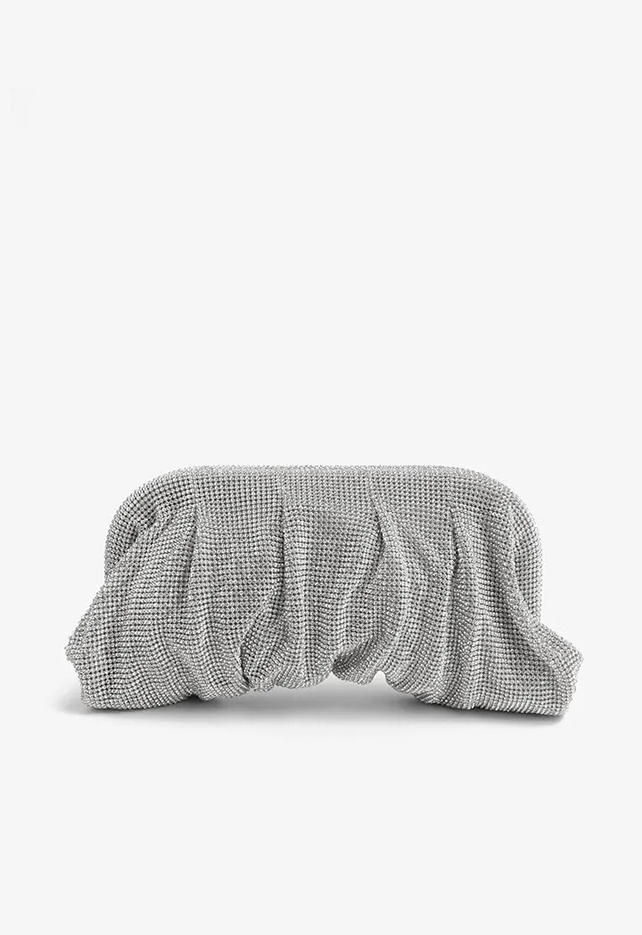 Choice Crystal Encrusted Pouch Silver