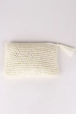 Crochet Paper Straw Tassel Clutch