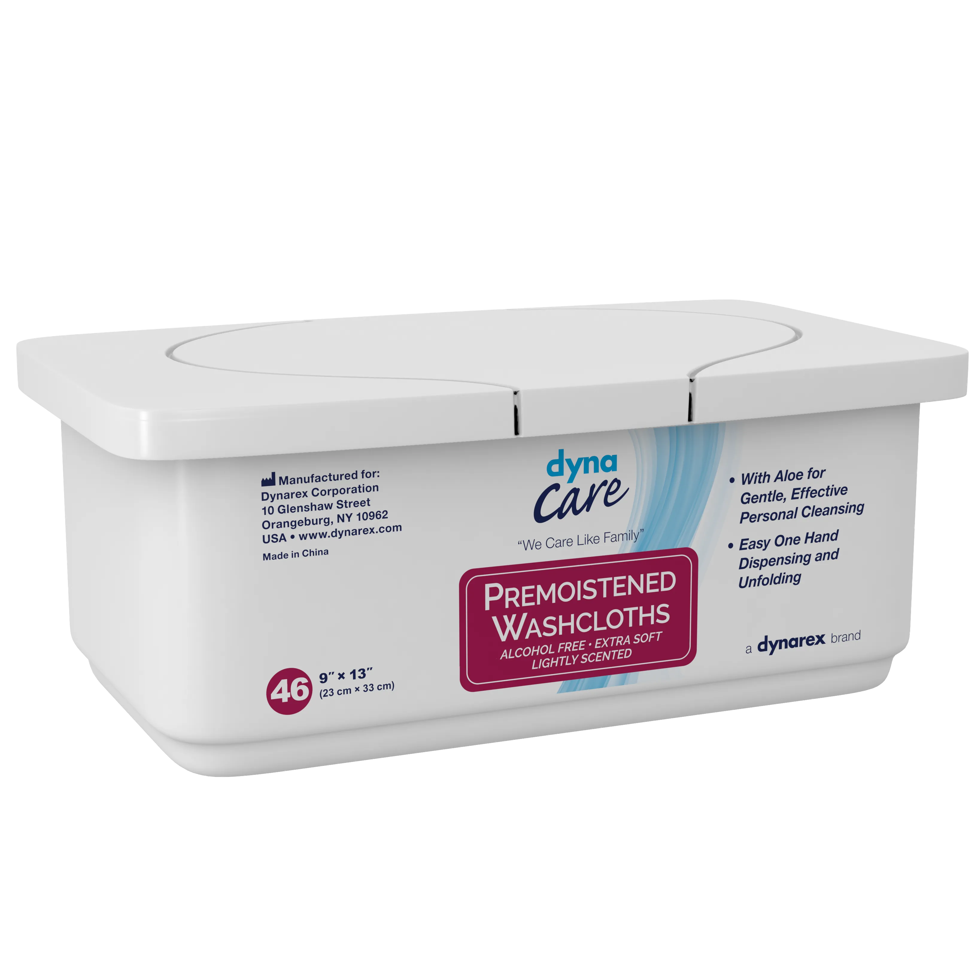 Dynarex - Premoistened Adult Washcloths, 9" x 13" - Tub
